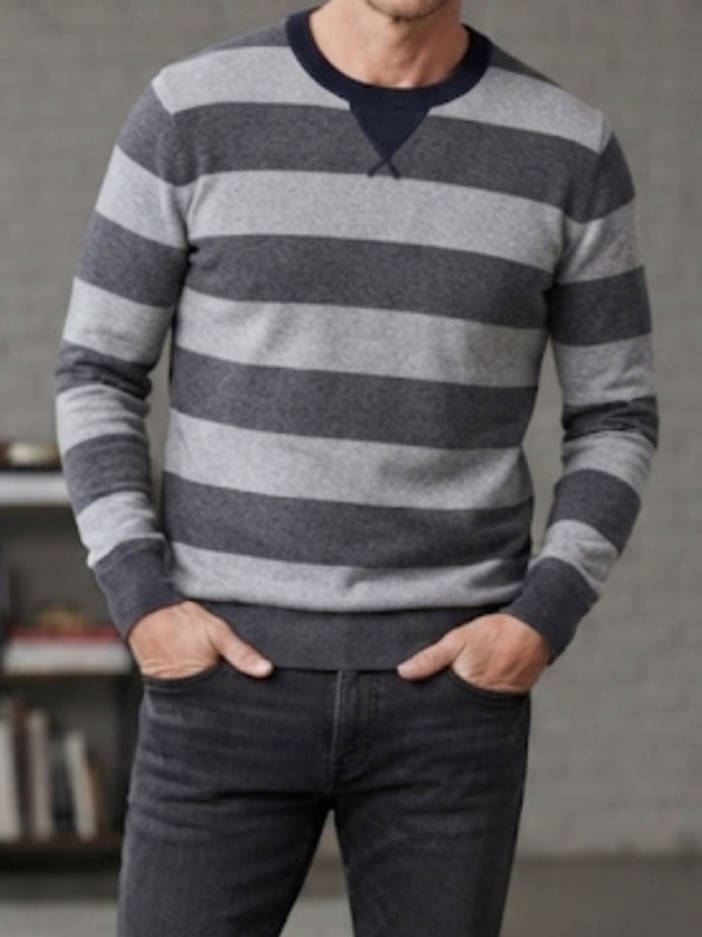 FREDERIK ANDERSON COPENHAGEN Striped Crewneck Pullover Cotton Sweater Medium
